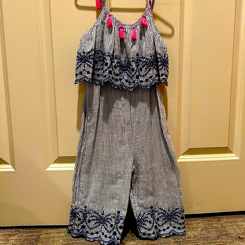 EGG Blue & White Romper- Size 8